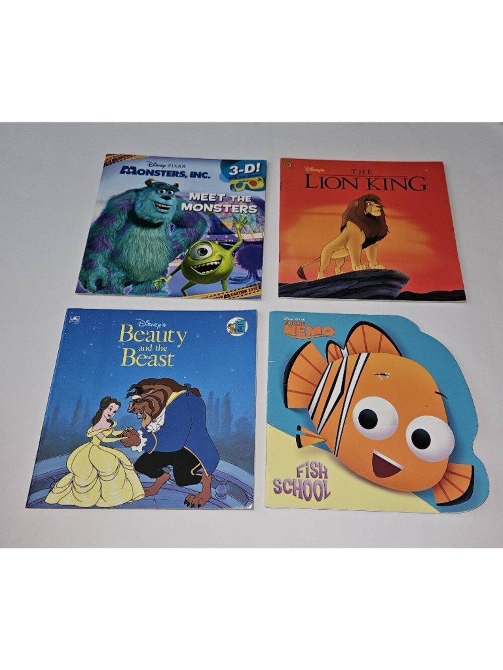 4 Disney Paperback Books Lot Beauty Beast Find Nemo Monsters Inc Lion King READ